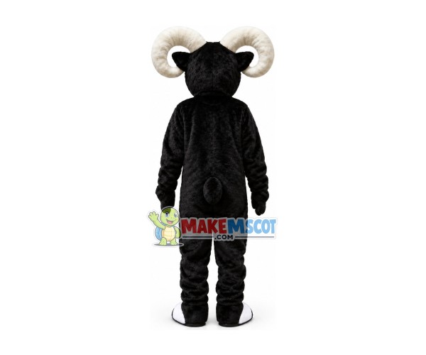 Adult Black Goat With Hale Horns Mascot Costume Adult Black Goat With Hale Horns Mascot Costume