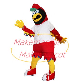 Nervous Red Sport Cock Mascot Costume Nervous Red Sport Cock Mascot Costume