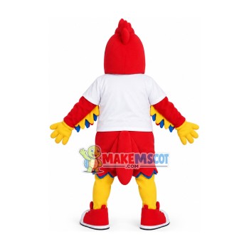 Nervous Red Sport Cock Mascot Costume Nervous Red Sport Cock Mascot Costume