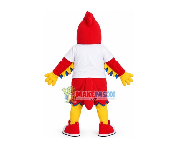 Nervous Red Sport Cock Mascot Costume Nervous Red Sport Cock Mascot Costume