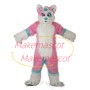 Long-haired Pink Wolf With Different Pupils Mascot Costume
