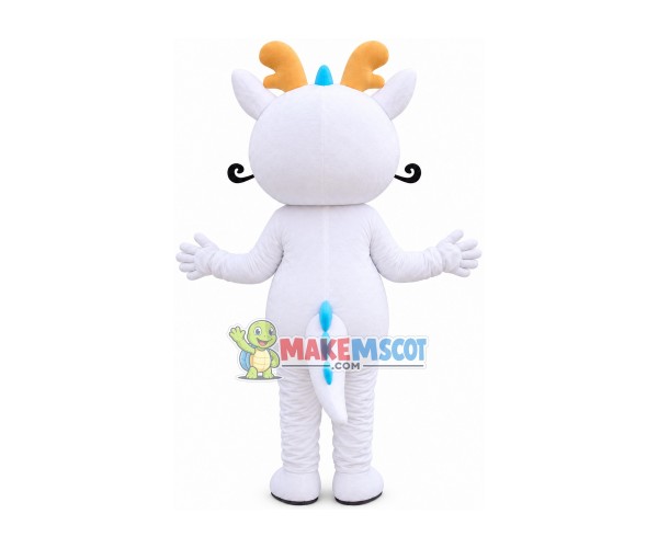 Cute Cartoon White Dragon Mascot Costume For Family Gathering