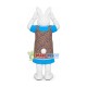 Mother White Rabbit Wearing Floral Apron Mascot Costume