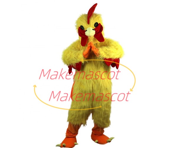 Yellow Hairy Fighting Chicken Mascot Costume Yellow Hairy Fighting Chicken Mascot Costume
