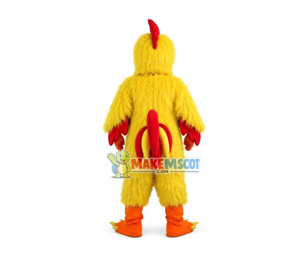 Yellow Hairy Fighting Chicken Mascot Costume Yellow Hairy Fighting Chicken Mascot Costume