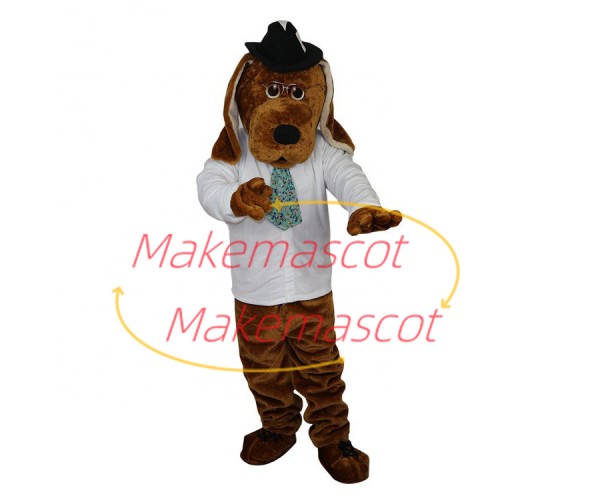 Professor Dog With Floral Tie Mascot Costume Professor Dog With Floral Tie Mascot Costume