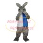 Grey Squinted Rabbit Biting Finger Mascot Costume