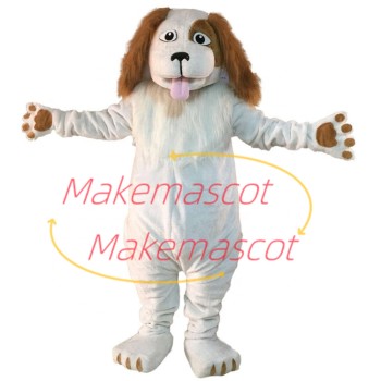 Obedient White Plush Dog Mascot Costume