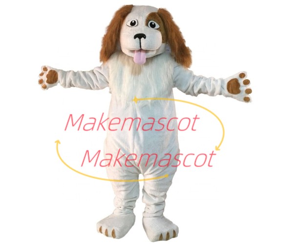 Obedient White Plush Dog Mascot Costume Obedient White Plush Dog Mascot Costume
