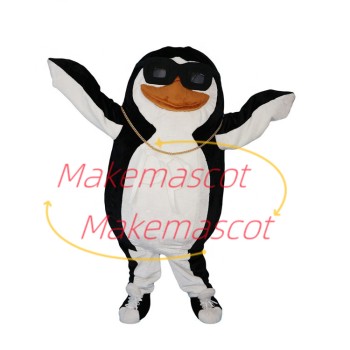 Gangster Penguin Wearing Gold Chain Mascot Costume Gangster Penguin Wearing Gold Chain Mascot Costume
