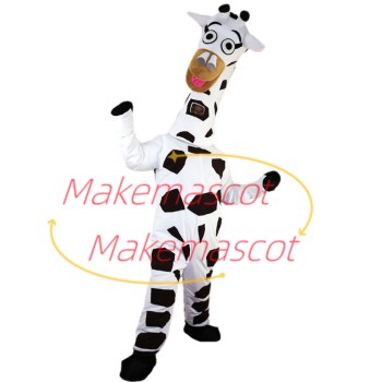 Amusing Chewing White Giraffe Mascot Costume Amusing Chewing White Giraffe Mascot Costume