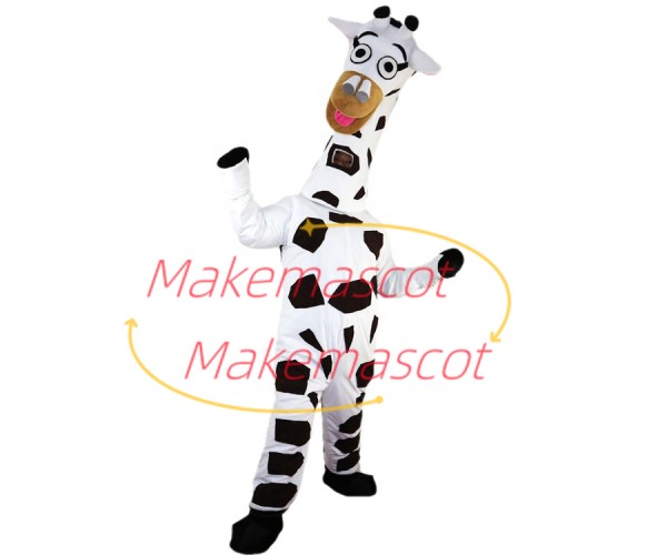 Amusing Chewing White Giraffe Mascot Costume Amusing Chewing White Giraffe Mascot Costume