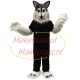 Long Wool Wolf In Black Suit Mascot Costume Long Wool Wolf In Black Suit Mascot Costume