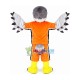 Goalkeeper Falcon In Orange Sportswear Mascot Costume Goalkeeper Falcon In Orange Sportswear Mascot Costume