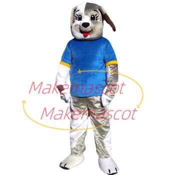 The Delighted Gray & White Dog Mascot Costume The Delighted Gray & White Dog Mascot Costume