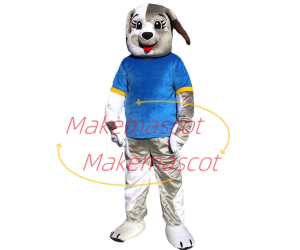 The Delighted Gray & White Dog Mascot Costume The Delighted Gray & White Dog Mascot Costume