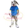 The Delighted Gray & White Dog Mascot Costume
