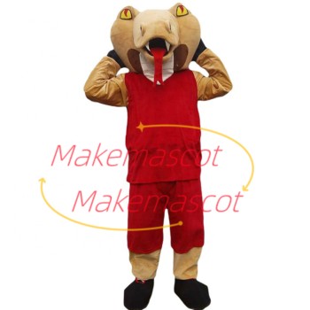 Excited Golden Python Sportsman Mascot Costume Excited Golden Python Sportsman Mascot Costume