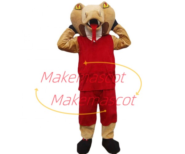 Excited Golden Python Sportsman Mascot Costume Excited Golden Python Sportsman Mascot Costume