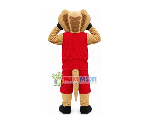 Excited Golden Python Sportsman Mascot Costume Excited Golden Python Sportsman Mascot Costume