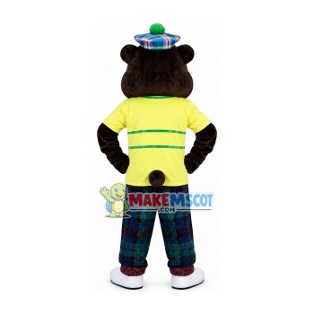 Squirrel Wearing Colorful Checkered Hat Mascot Costume