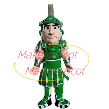 Green Armor Samurai With Low Morale Mascot Costume