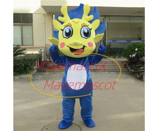 Splendid Fire Dragon Cartoon Mascot Costume