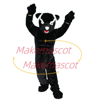 Muscular Black Panther Catching Prey Mascot Costume
