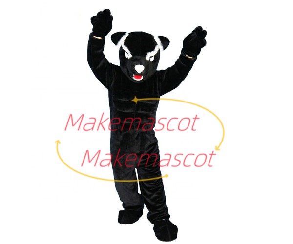 Muscular Black Panther Catching Prey Mascot Costume Muscular Black Panther Catching Prey Mascot Costume