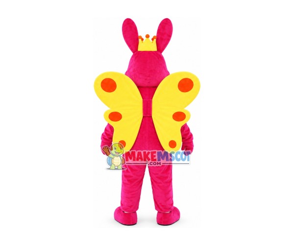 Crown Pink Rabbit Mascot Costume for Birthday Party Crown Pink Rabbit Mascot Costume for Birthday Party