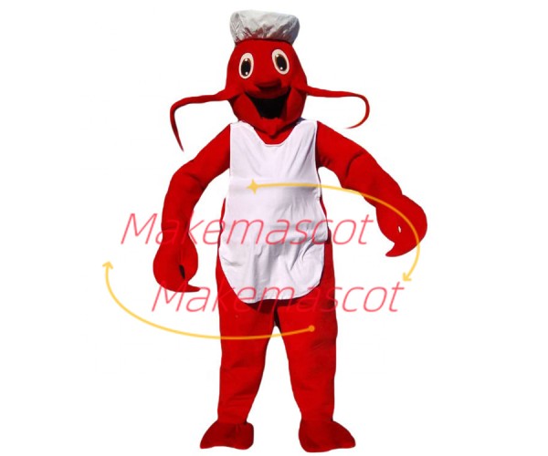 Lobster Assistant Wearing Clean Apron Mascot Costume Lobster Assistant Wearing Clean Apron Mascot Costume