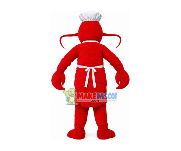 Lobster Assistant Wearing Clean Apron Mascot Costume