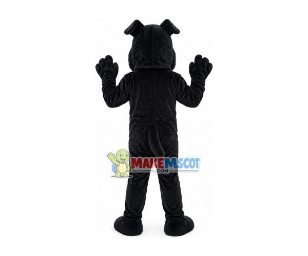 Tethered Collar Black Bulldog Mascot Costume Tethered Collar Black Bulldog Mascot Costume