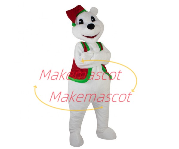 Christmas White Bear Full of Atmosphere Mascot Costume Christmas White Bear Full of Atmosphere Mascot Costume