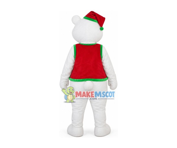 Christmas White Bear Full of Atmosphere Mascot Costume Christmas White Bear Full of Atmosphere Mascot Costume