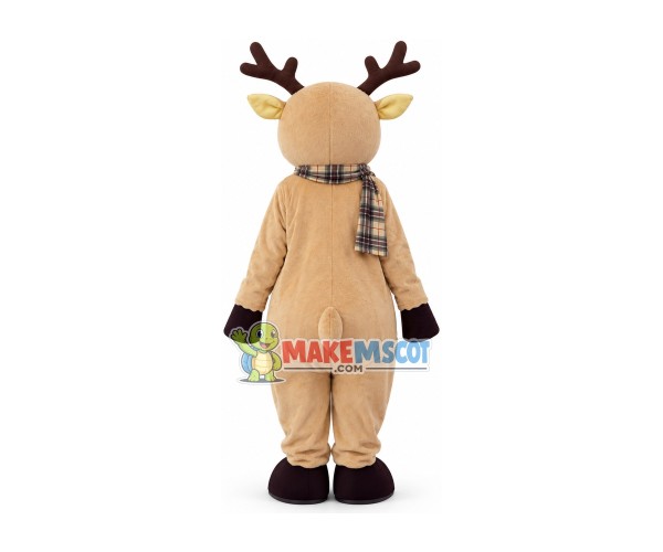 Cold Fawn Wearing Checkered Scarf Mascot Costume