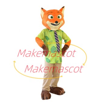 Nick Red Fox In Casual Shirt Mascot Costume