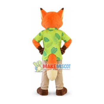 Nick Red Fox In Casual Shirt Mascot Costume Nick Red Fox In Casual Shirt Mascot Costume