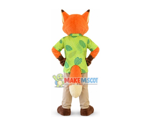 Nick Red Fox In Casual Shirt Mascot Costume Nick Red Fox In Casual Shirt Mascot Costume