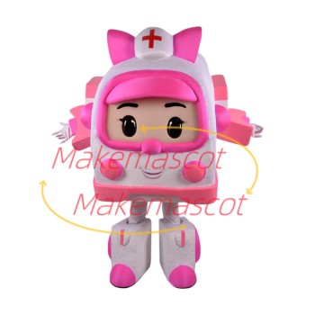 Deformed Pink Amba Ambulance Mascot Costume Deformed Pink Amba Ambulance Mascot Costume