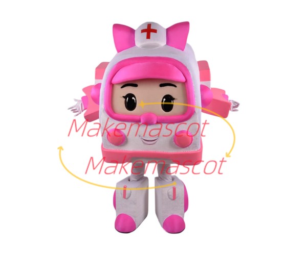 Deformed Pink Amba Ambulance Mascot Costume Deformed Pink Amba Ambulance Mascot Costume