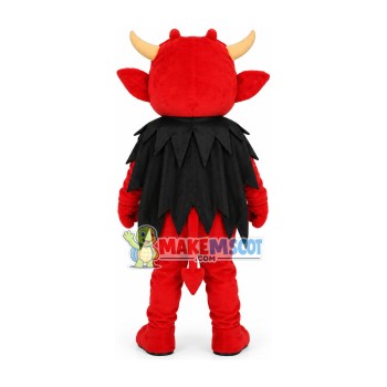 Red Demon Wearing Feather Cape Mascot Costume Red Demon Wearing Feather Cape Mascot Costume