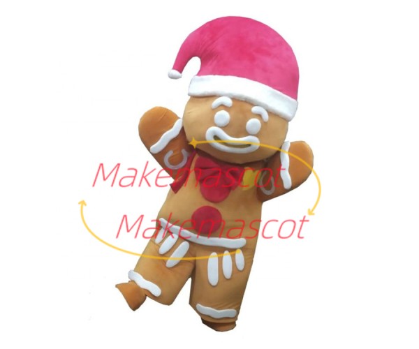 Christmas Baked Gingerbread Man Mascot Costume Christmas Baked Gingerbread Man Mascot Costume