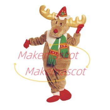 Christmas Window Elk With Golden Horns Mascot Costume Christmas Window Elk With Golden Horns Mascot Costume