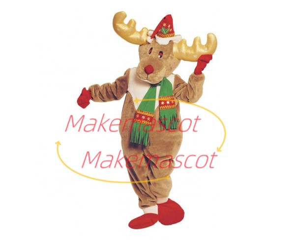 Christmas Window Elk With Golden Horns Mascot Costume