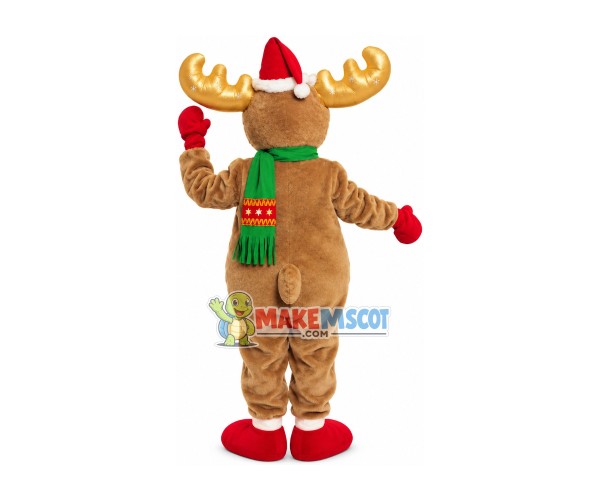 Christmas Window Elk With Golden Horns Mascot Costume Christmas Window Elk With Golden Horns Mascot Costume