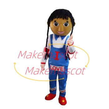 Black Schoolgirl With Long Braids Mascot Costume