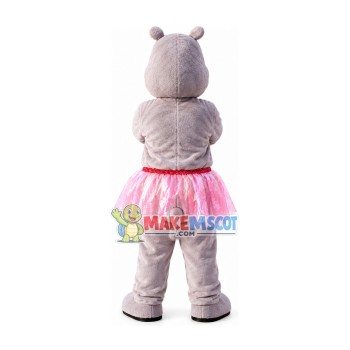 Haughty Hippo In Short Skirt Mascot Costume