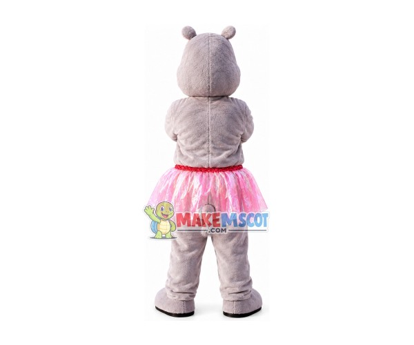 Haughty Hippo In Short Skirt Mascot Costume Haughty Hippo In Short Skirt Mascot Costume