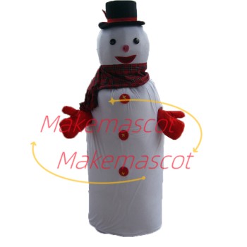 Warm Christmas Snowman With Long Body Mascot Costume Warm Christmas Snowman With Long Body Mascot Costume